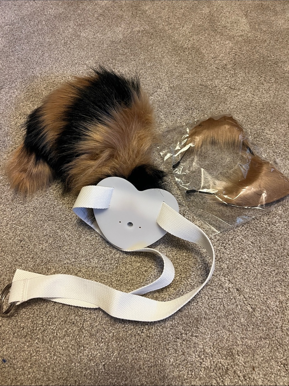 Furry cosplay wearable red panda tail and ears- Black and Tan